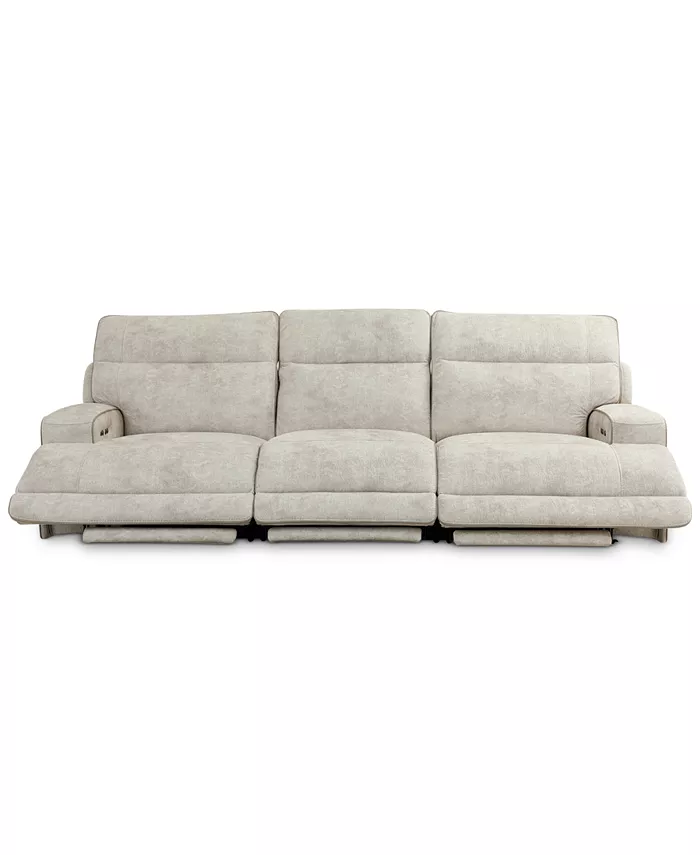 Furniture Sebaston 3-Pc. Fabric Sofa with 3 Power Motion Recliners