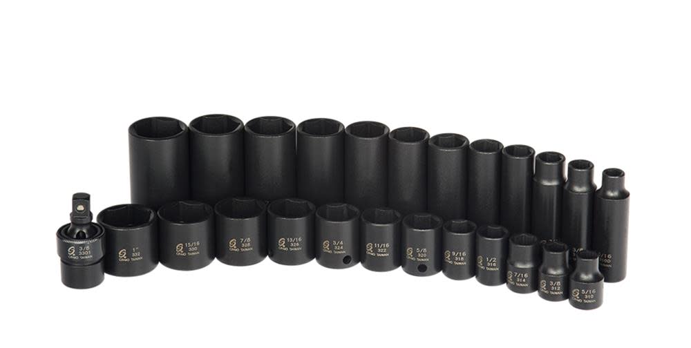 25 piece 3/8 In. Dr. SAE Master Impact Socket Set ;