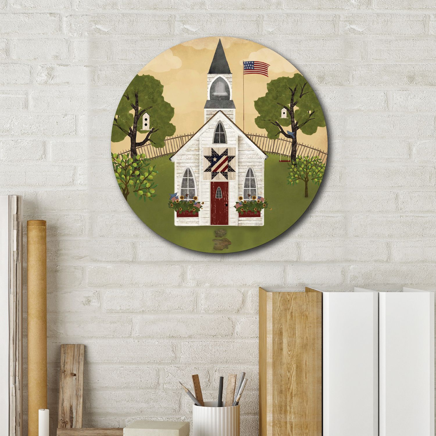 Courtside Market Americana Church Circular Board Wall Art