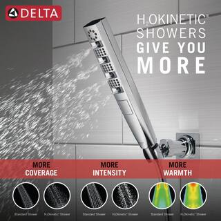 Delta 4-Spray Patterns 1.75 GPM 1.43 in. Wall Mount Handheld Shower Head with H2Okinetic in Lumicoat Chrome 55140-PR