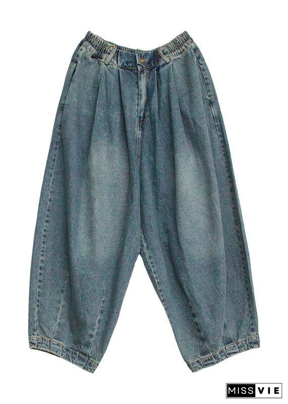 Modern denim blue pants oversize wide leg pants cotton Fabrics casual pants