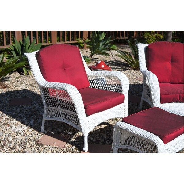 Jeco White Wicker 6piece Seating Set with Tan Cushions