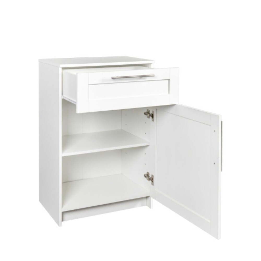 Organnice Stackable Storage Cabinet 1 Drawer White Nightstand