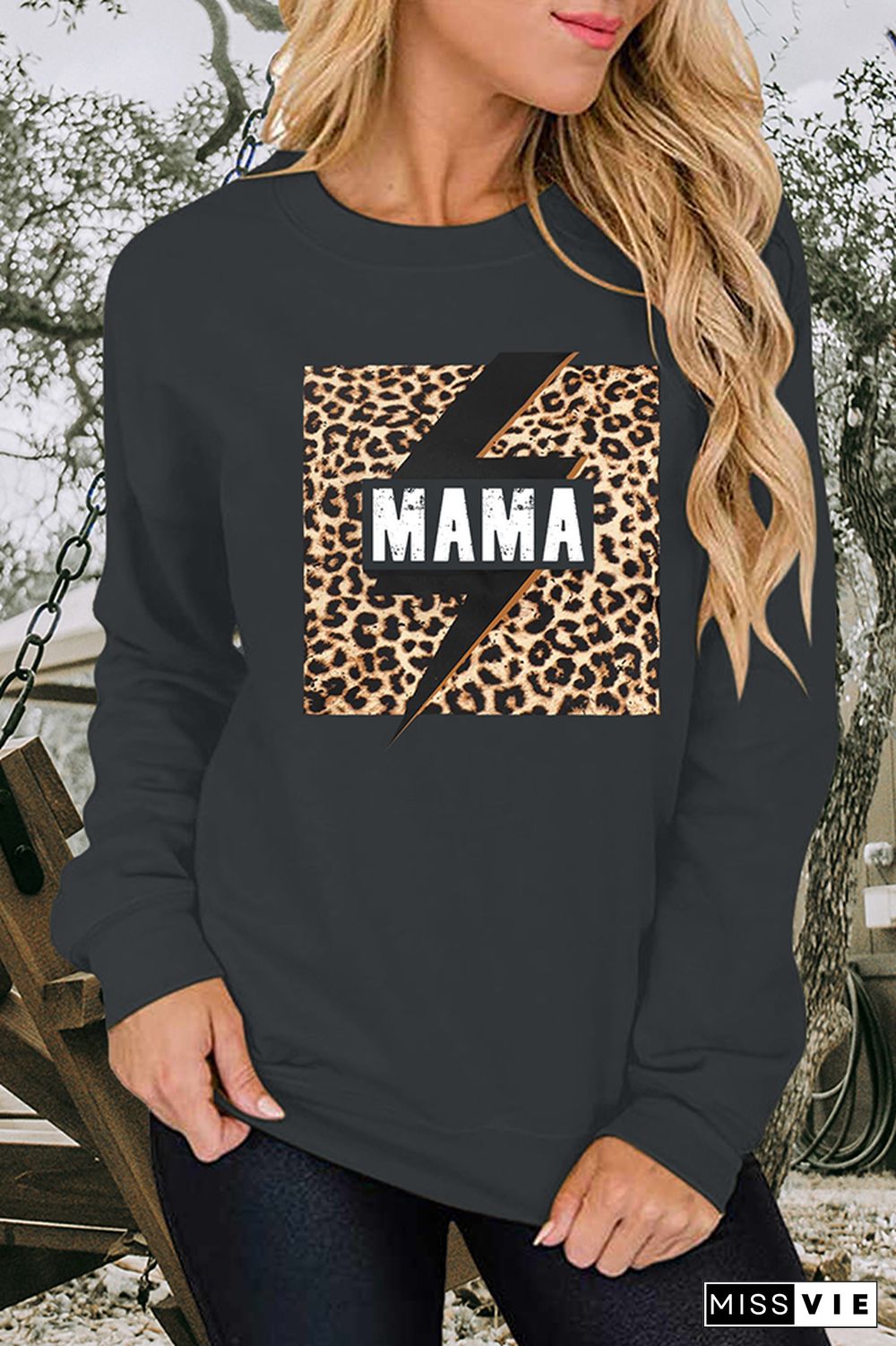 MAMA Lightning Print Essencial O-neck Long Sleeve Sweatshirts Women Wholesale