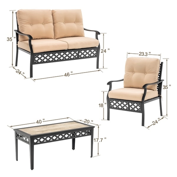 Ivinta 4 PC Outdoor Furniture Sets Wrought Iron Patio Furniture Set