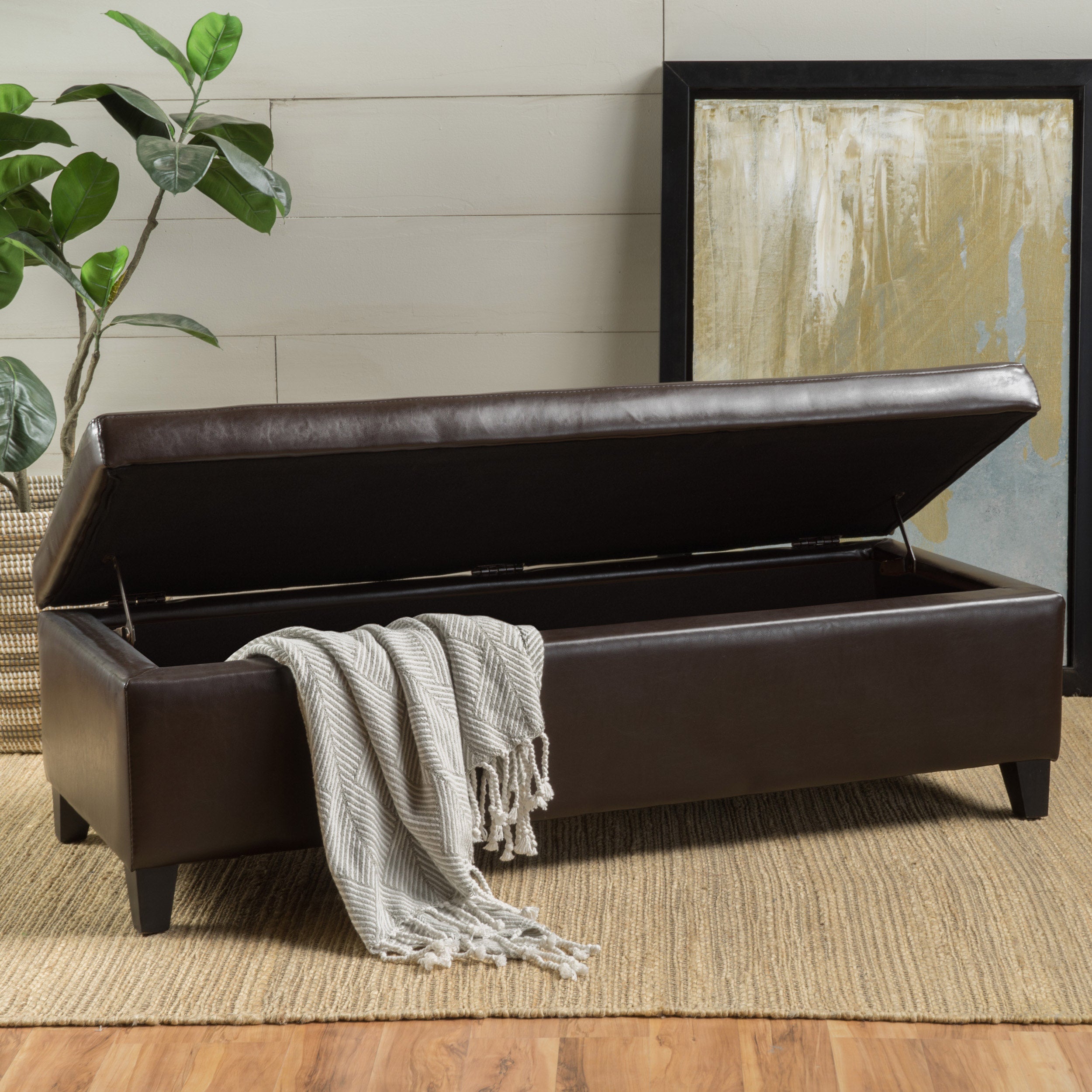 Stratford Leather Storage Ottoman Bench