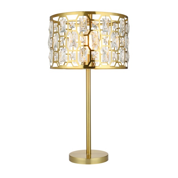 Cleo Glam Gold Metal And Faceted Crystal Drum Shade Table Lamp River Of Goods