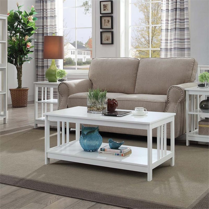 Convenience Concepts Mission Coffee Table in White Wood Finish   Craftsman   Coffee Tables   by Homesquare  Houzz