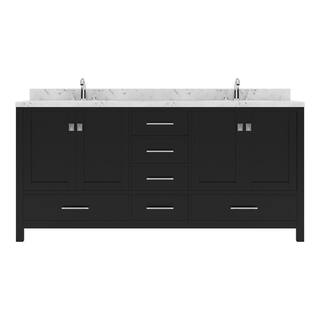 Virtu USA Caroline Avenue 72 in. W x 22 in. D x 35 in. H Double Sink Bath Vanity in Espresso with Quartz Top GD-50072-CMSQ-ES-NM