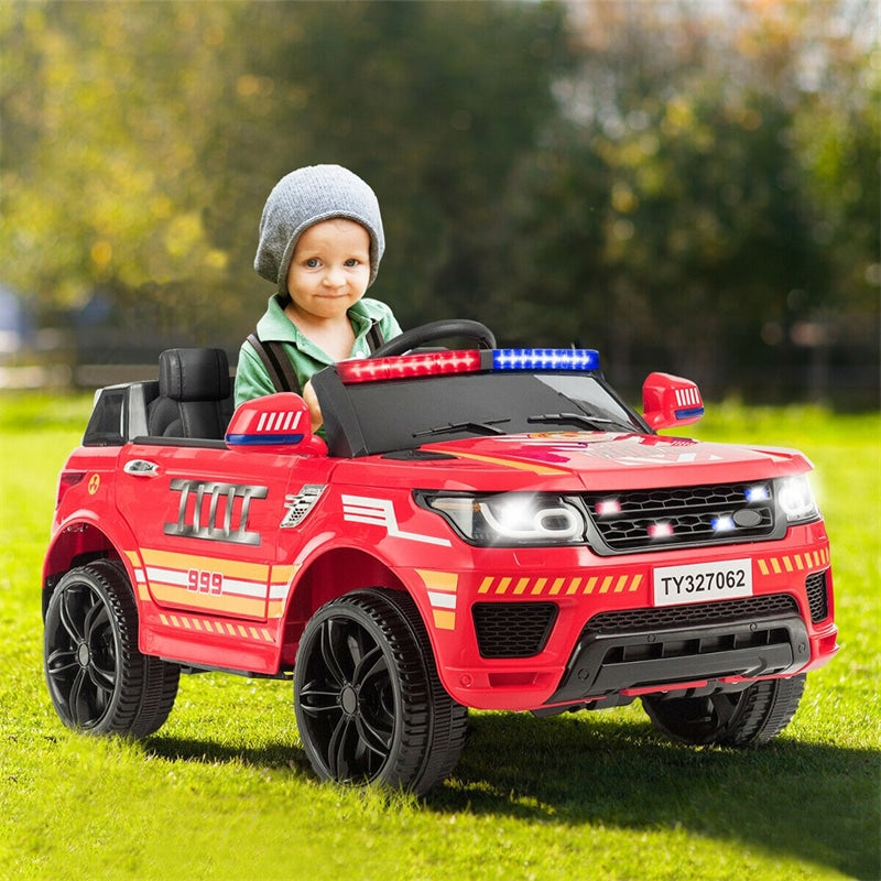 Kids Ride On Police Car 12V Battery Powered Electric Riding Toy Truck Car with LED Siren Flashing Light