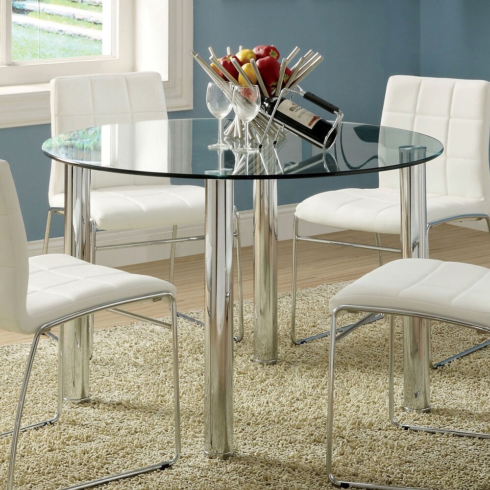 Furniture of America Donnabella Contemporary Chrome 45 inch Dining Table