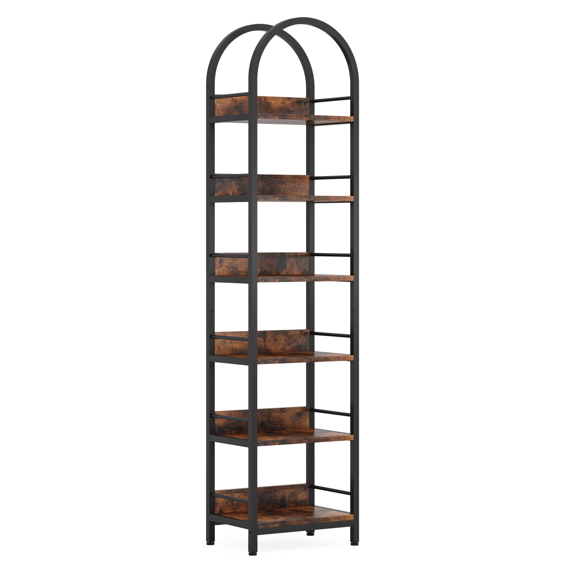 6-Tier Bookshelf, 78.7 Narrow Bookcase Arched Display Shelf