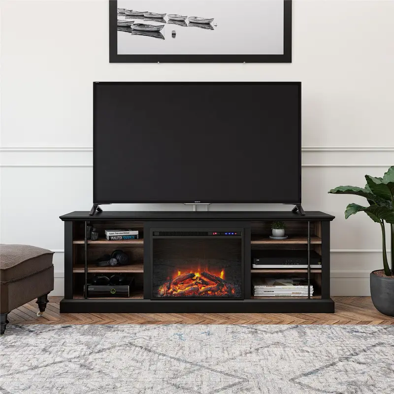 Hoffman Two-Toned 70 TV Stand with Fireplace