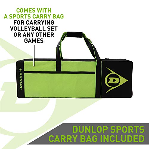 DUNLOP Outdoor Volleyball Badminton Lawn Game: 11-Piece Outdoor Backyard Party Set with Carrying Case， Black/Green