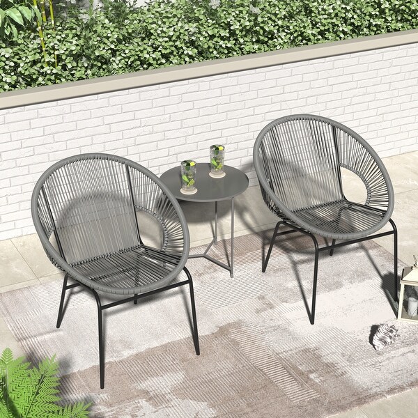 Corvus Sarcelles Woven Wicker Indoor/Outdoor Bistro Chairs (Set of 2)