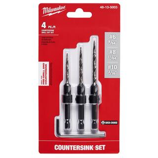 MW #6#8#10 Wood Countersink Drill Bit Set (3-Piece) 48-13-5003