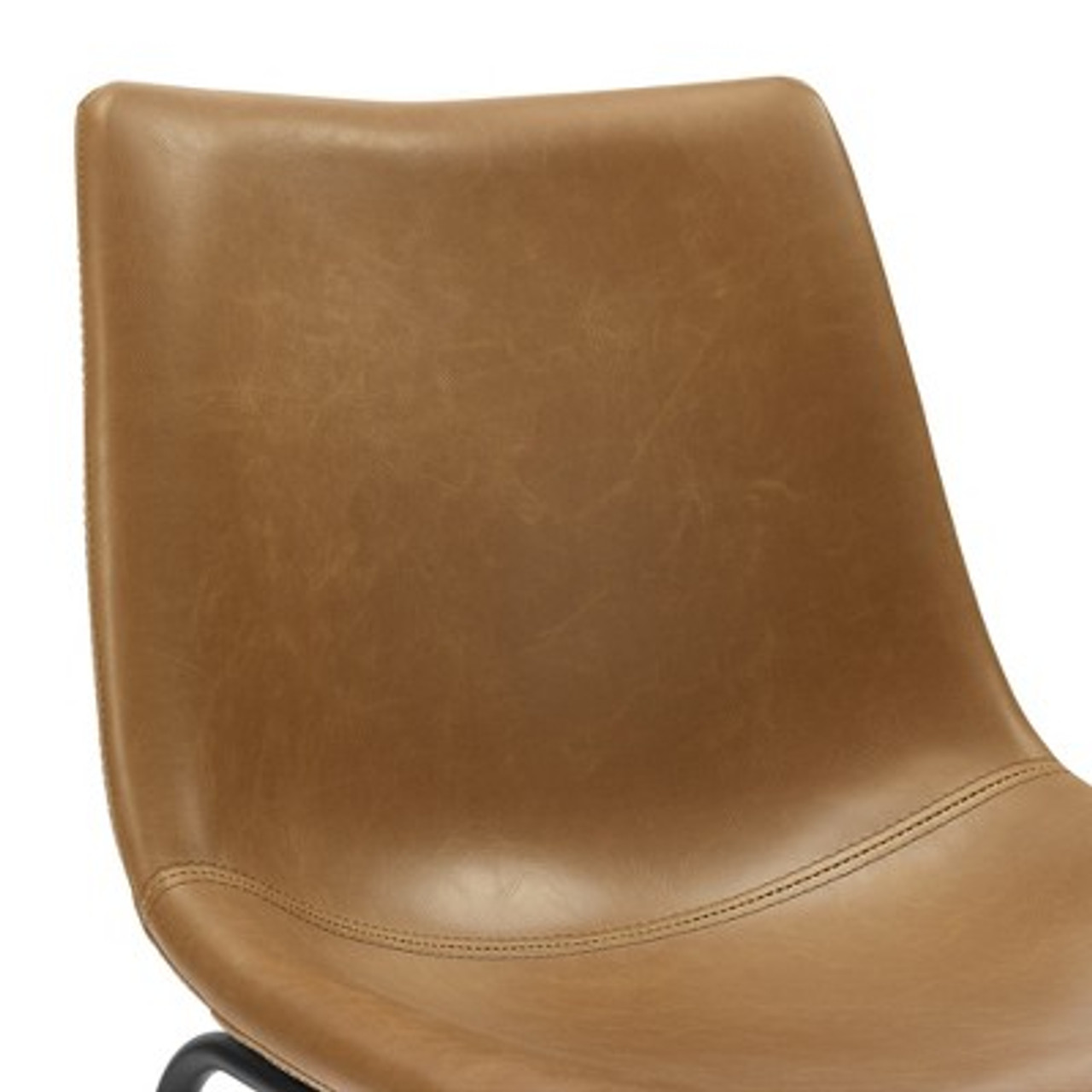 Set of 2 Laslo Modern Upholstered Faux Leather Dining Chairs Whiskey Brown - Saracina Home