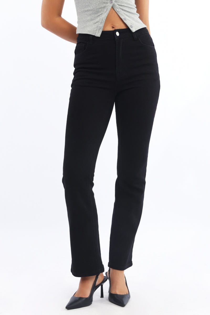 Black Straight Denim Jeans