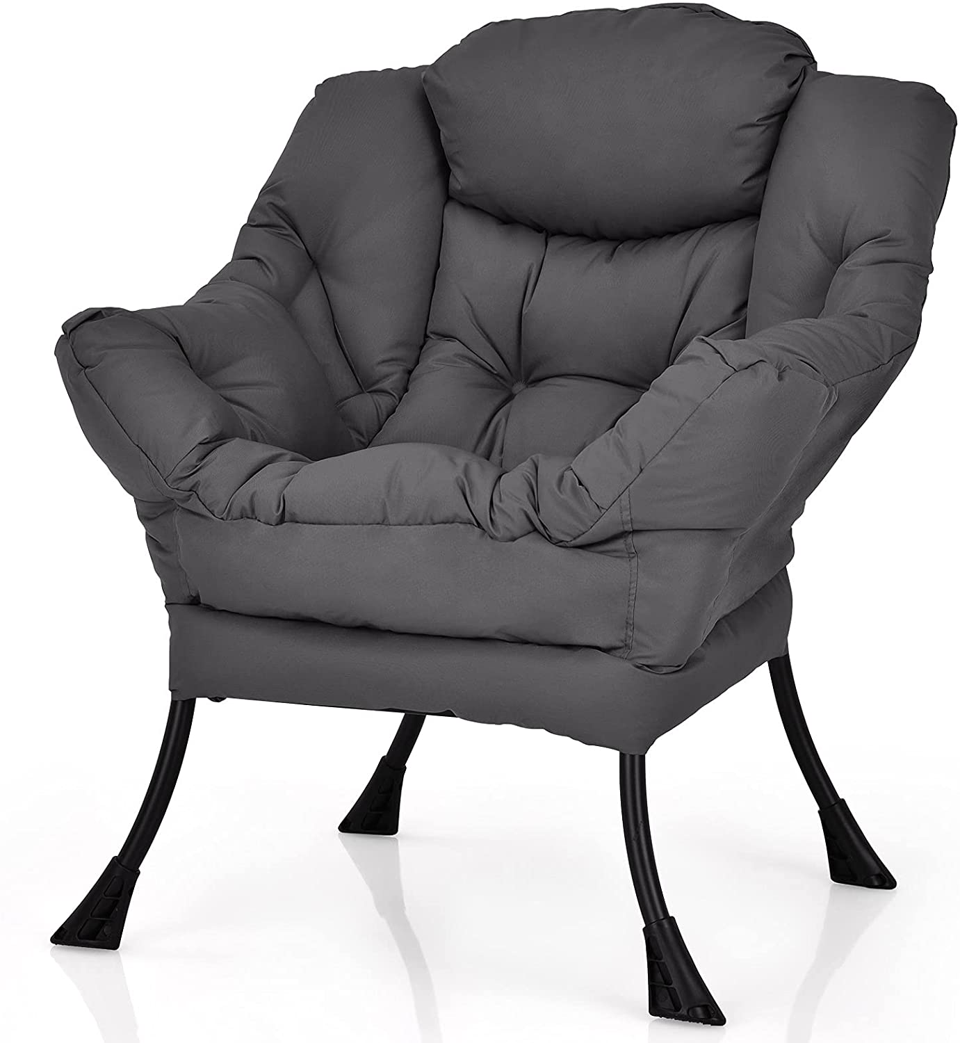 Giantex Modern Lazy Chair, Accent Contemporary Lounge Chair Polyester Fabric w/Steel Frame