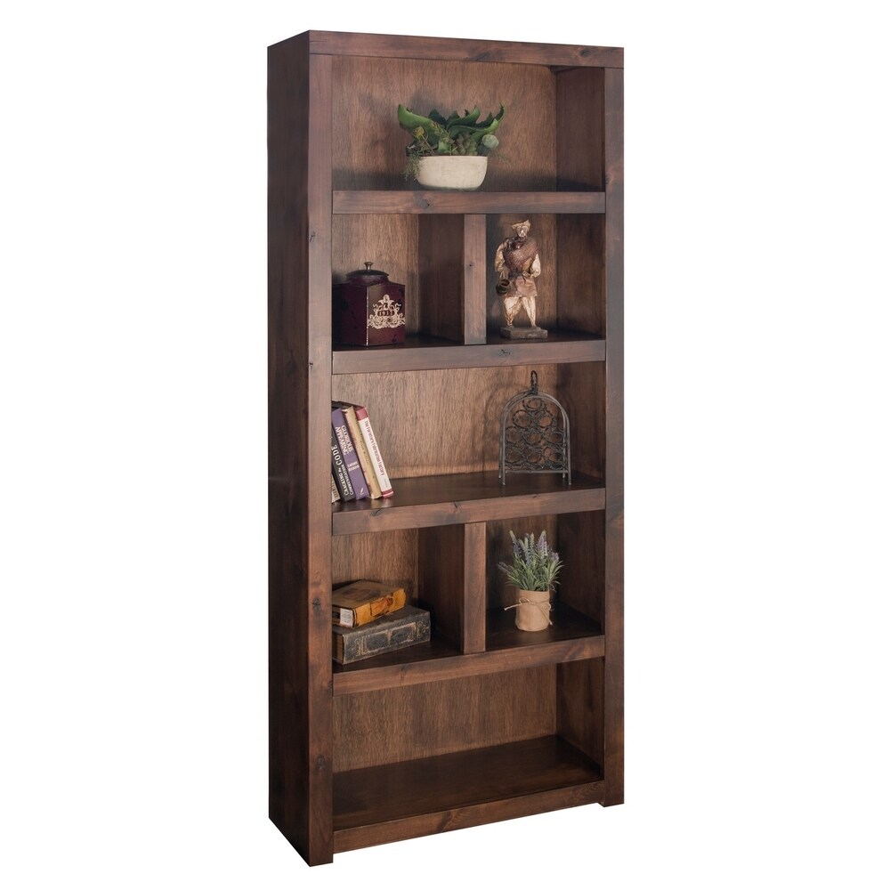 Carbon Loft 79 in. Tall No Assembly Required 5 shelf Whiskey Brown Finish Solid Wood Bookcase