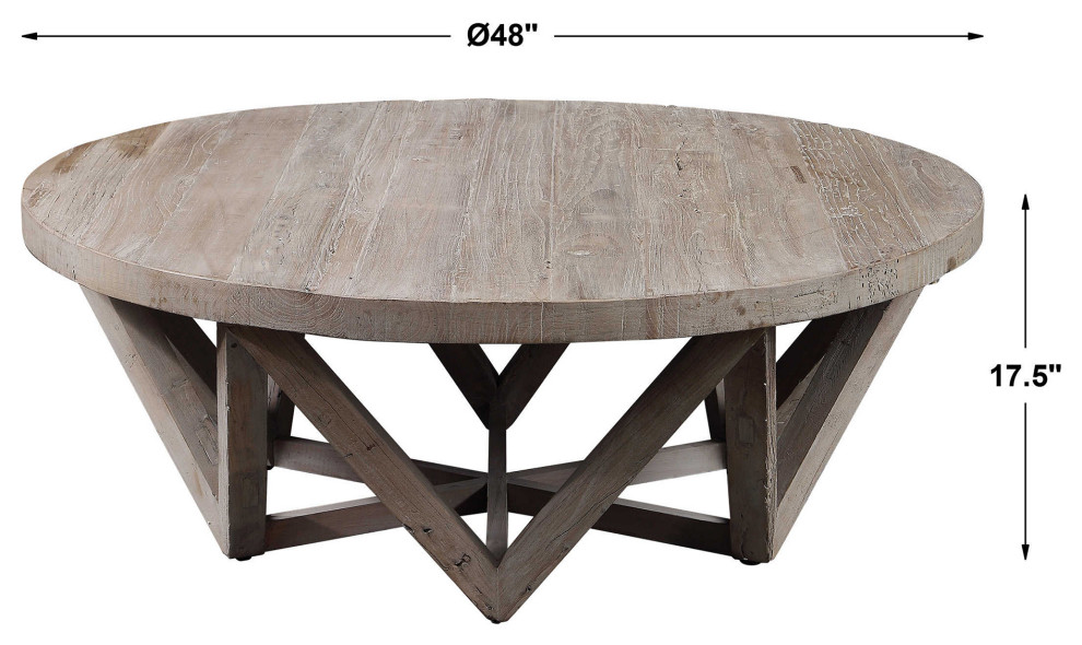 Luxe Rustic Geometric Reclaimed Wood  Coffee Table Round Zig Zag Open Triangle   Rustic   Coffee Tables   by My Swanky Home  Houzz