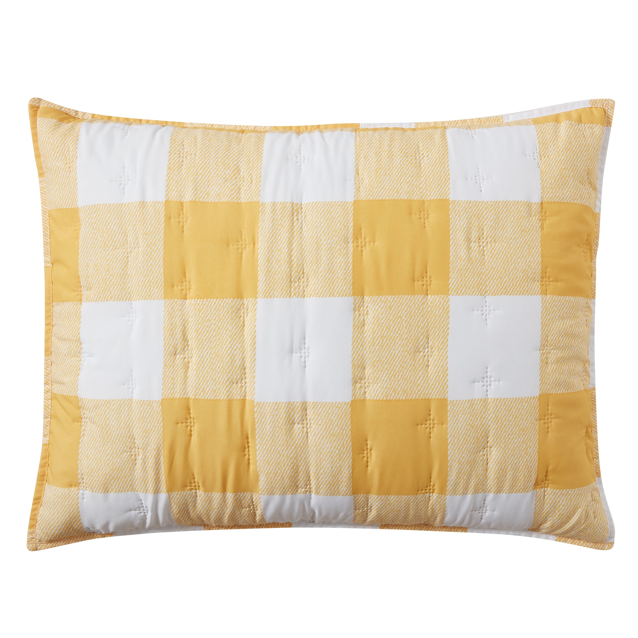 Yellow Plaid Reversible Quilt Set with Tote， Mainstays， Twin， 3 Pieces