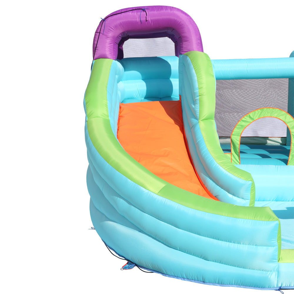 New Inflatable Bounce Room, Slide with Pool Area, Climbing Wall, Large Jumping Area, 420D Oxford Cloth PVC Without Fan - Blue