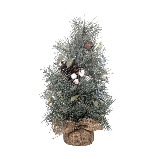 Transpac Artificial 12 In. Green Christmas Mixed Greenery Tree With Rustic Bells