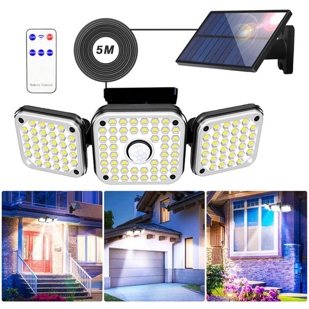 2 Pack Outdoor Solar Street Lights Waterproof Spotlight Flood Light， Security Wall Lamp for Outdoor Yard Garden Garage Patio Porch， w/Motion Sensor and 3 Adjustable Heads