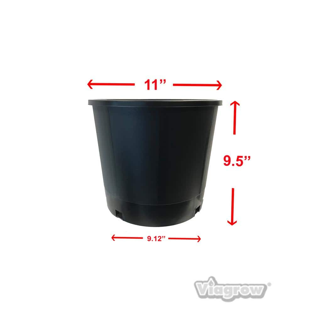 Viagrow Heavy Duty Hydroponic 11 in. x 9.5 in. Black Black Plastic 3 Gallon Nursery Pots (20-pack) VHG300-20