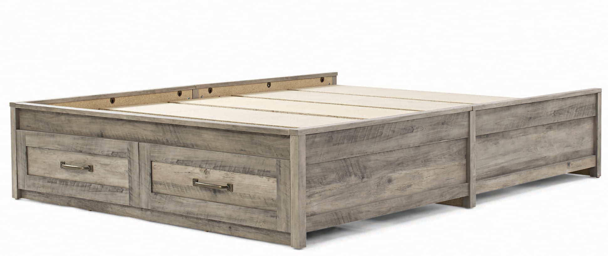 Better Homes & Gardens Modern Farmhouse Queen Platform Bed with Storage, Rustic Gray Finish