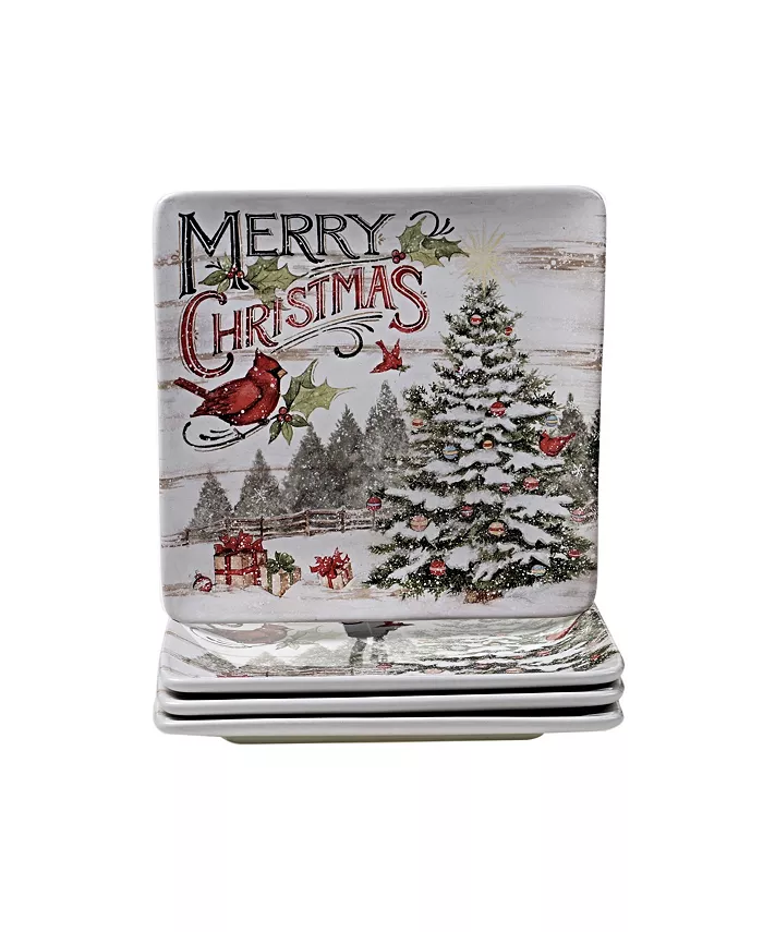 Certified International Evergreen Christmas 4 Piece Dinner Plate