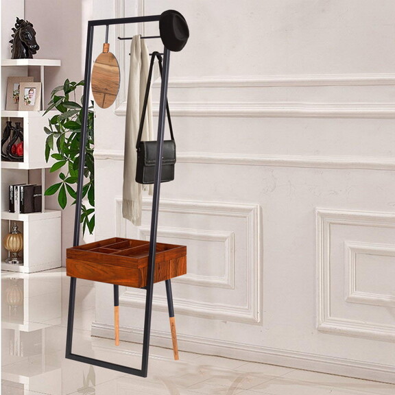 71 inch Metal Frame Coat Rack  Built in Mirror  1 ...