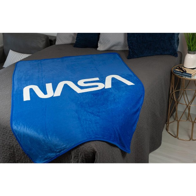 Just Funky Nasa Logo Fleece Soft Throw Blanket Large Nasa Blanket 60 X 45 Inches