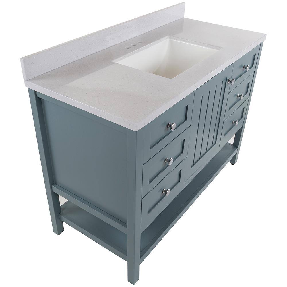 Home Decorators Collection Lanceton 49 in. W x 22 in. D Bath Vanity in Sage with Solid Surface Vanity Top in Titanium with White Sink LT48P2V8-SE