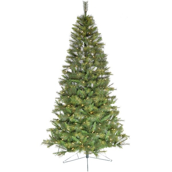 Fraser Hill Farm 7.5Ft. PreLit Half Wall Green Christmas Tree，Warm White LED Lights