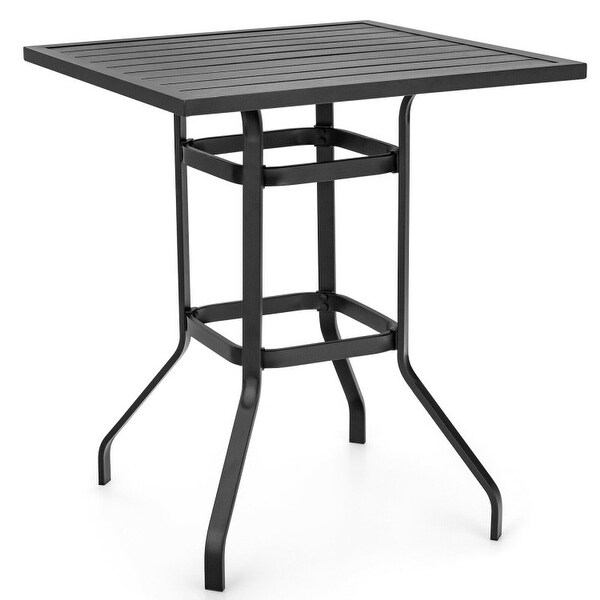 32 Inches Outdoor Steel Square Bar Table with PowderCoated Tabletop