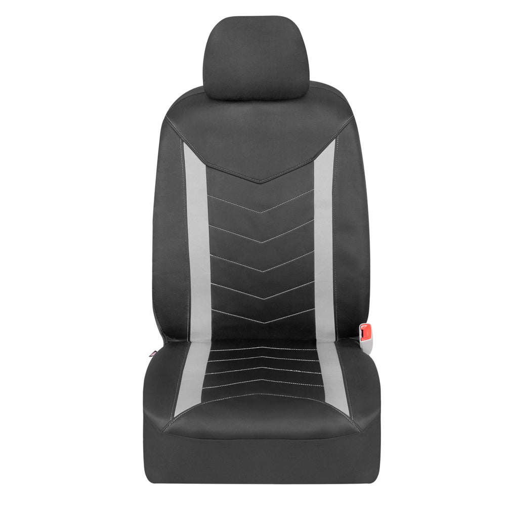 Motor Trend Stitched Waterproof Car Seat Covers for Front Seats， Black and Gray - Universal Fit for Car Truck Van SUV