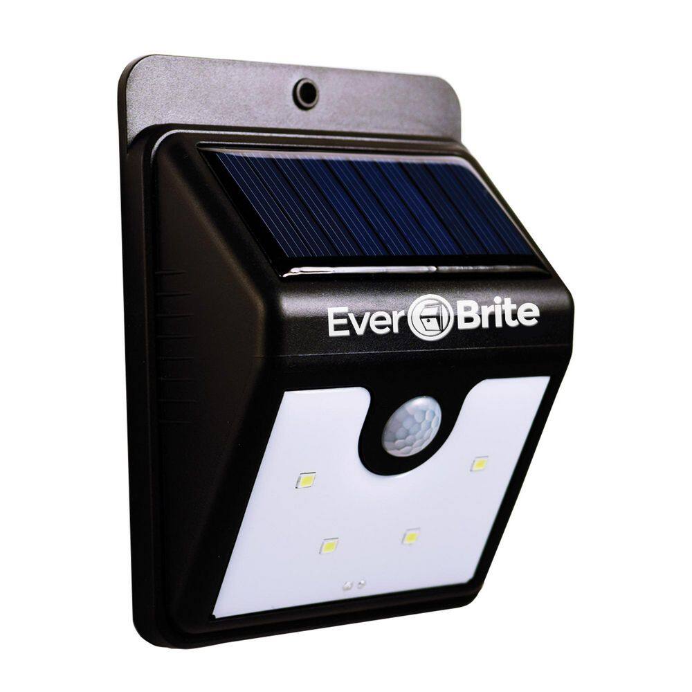 Ever Brite 4.8-Watt Equivalent Black Motion Activated Outdoor Integrated LED Area Light with 24 White Solar Light BRITEU-PD24