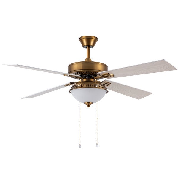 Leila River of Goods Brass and Glass 52-Inch Ceiling Fan with Light - 52