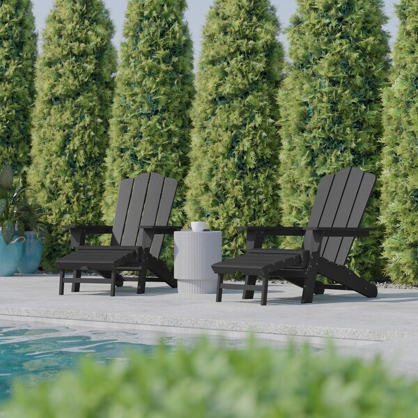 Commercial AllWeather Adirondack Chair with Pullout Ottoman and Cupholder