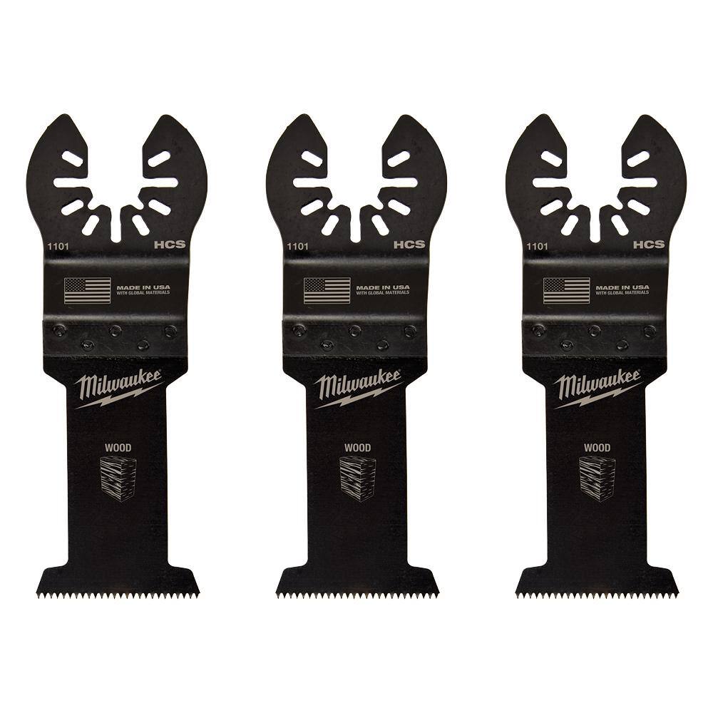 MW 1-38 in. High Carbon Steel Universal Fit Wood Cutting Multi-Tool Oscillating Blade (3-Pack) 49-25-1103