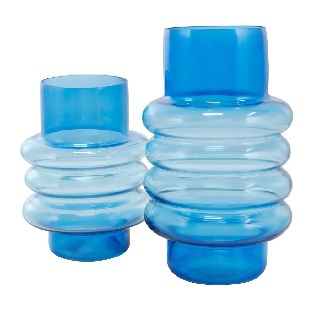 Blue Glass Ombre Bubble Vase (Set of 2)