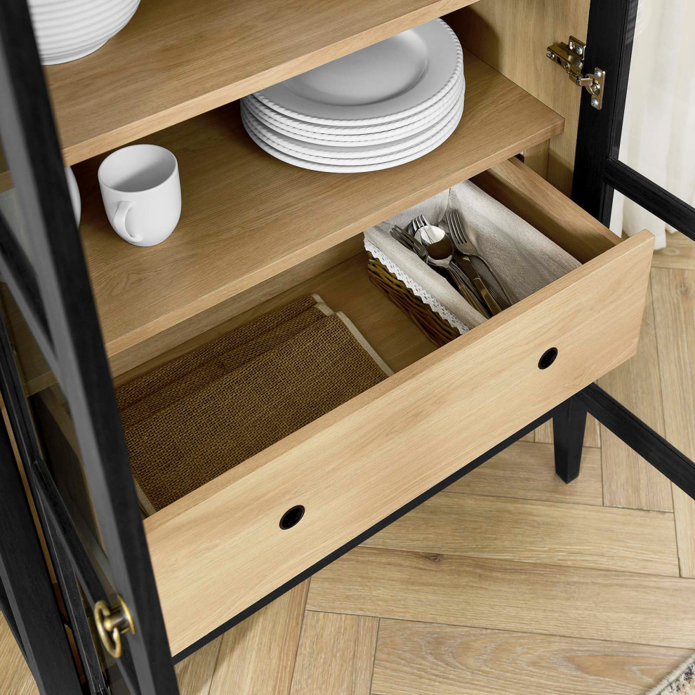 Nolan Tall Storage Display Cabinet   Black Oak   Modern   Accent Chests And Cabinets   by First of a Kind USA Inc  Houzz