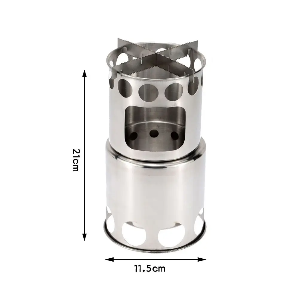 Outdoor Camping Hiking Picnic Bbq Ultralight One Piece Mini Lightweight Portable Stainless Steel Wood Burning Stove