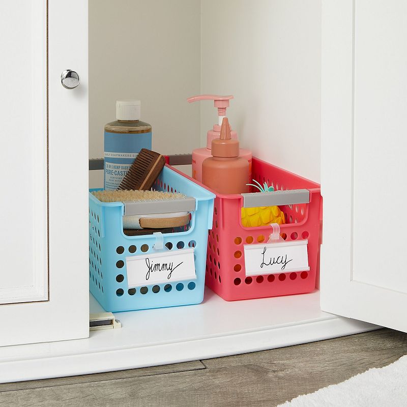 4 Pack Plastic Baskets for Storage， 4 Colors for Bathroom， Laundry Room， Pantry Organization (11 x 5 Inches)