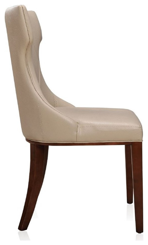 Manhattan Comfort Reine 18.5 quotFaux Leather Dining Chair in Cream (Set of 2)   Transitional   Dining Chairs   by Homesquare  Houzz