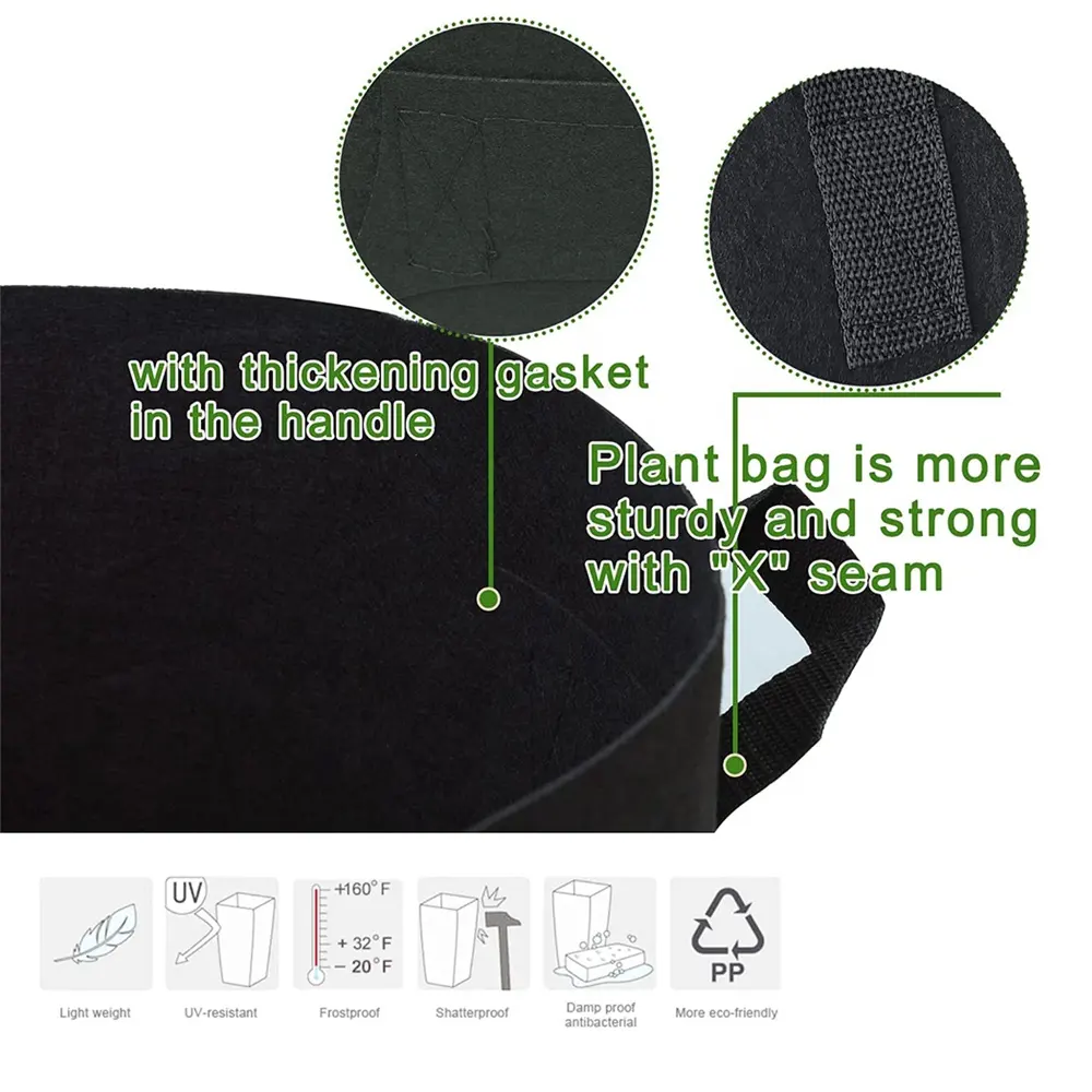 Felt Biodegradable plants manufacturing fabric flower pots 3 5 7 10 15 gallon grow bag potting bags non woven bag 30l pot