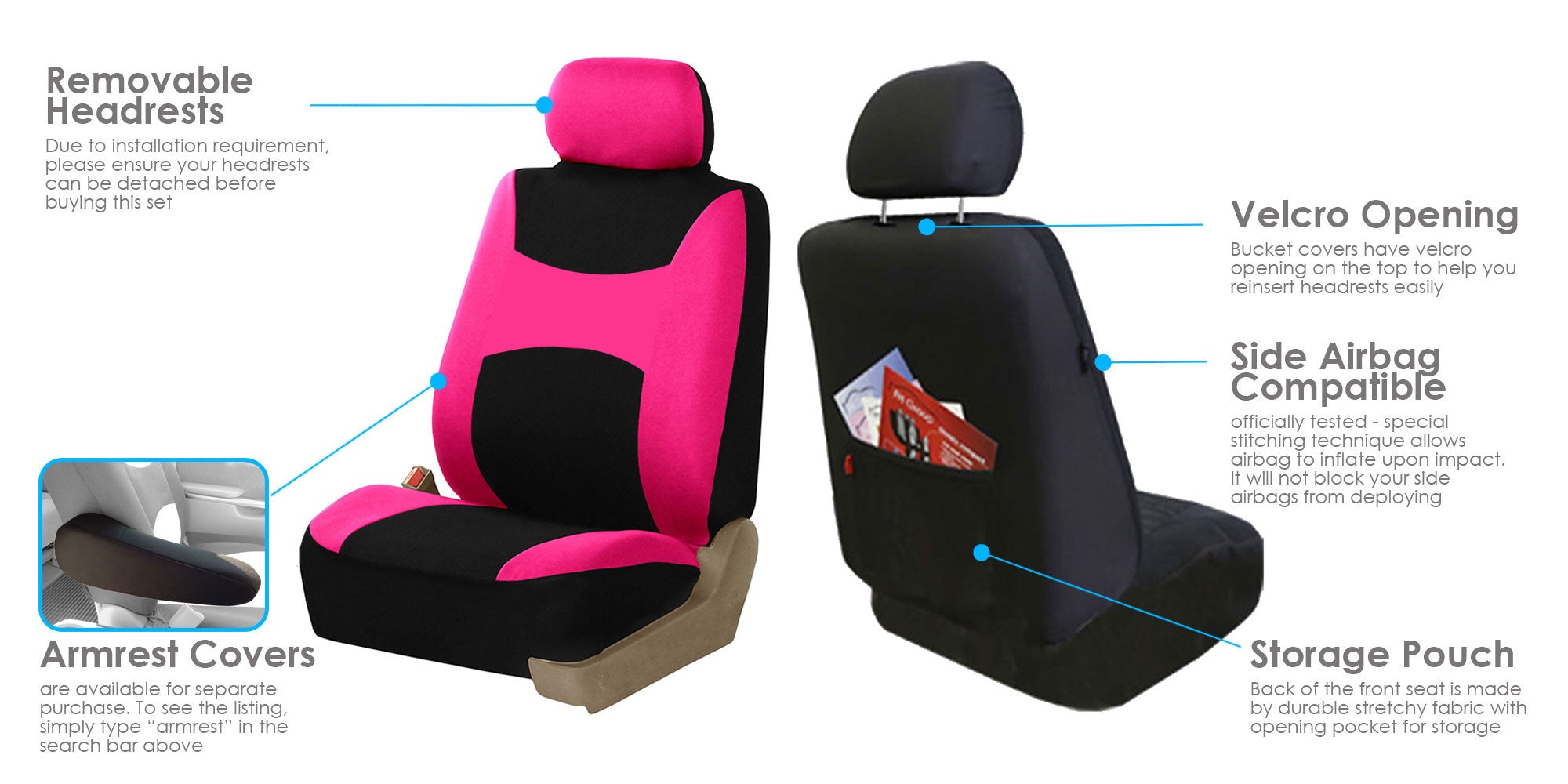 FH Group Universal Fit Car Seat Covers Airbag Compatible， Split Benches，  3 Rows Combo-Universal Fit for Cars， Auto， Trucks， SUV