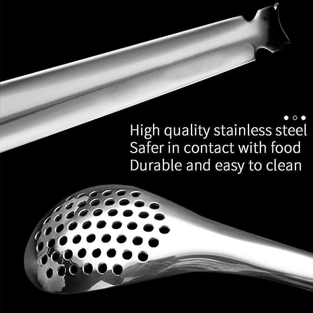 Spherical Spoon-2pcs Stainless Steel Spherical Spoon Molecular Slotted Bar Spoon Kitchen-(silver)